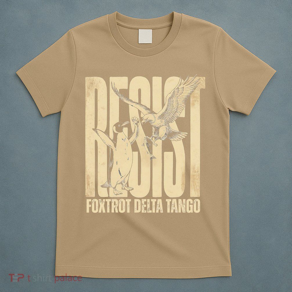 Funny Penguin Protest Resist Penguin Holding Fish Gr T-Shirt