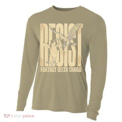 Funny Penguin Protest Resist Penguin Holding Fish Gr Cooling Performance Long Sleeve Crew