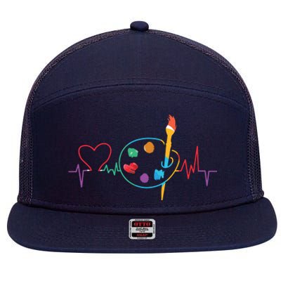 Funny Paint Palette Brush Artist Painter Gift 7 Panel Mesh Trucker Snapback Hat