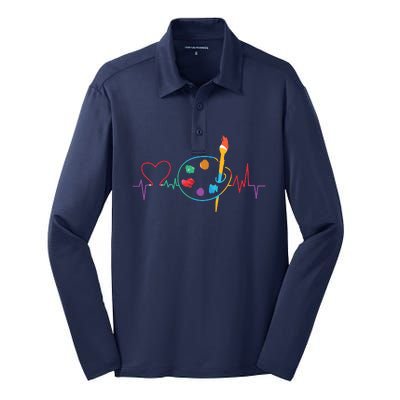 Funny Paint Palette Brush Artist Painter Gift Silk Touch Performance Long Sleeve Polo