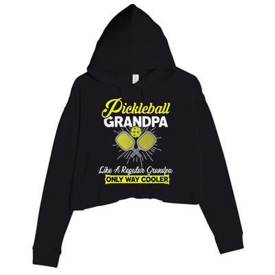 funny Player Pickle Ball Pickleball Grandpa Crop Fleece Hoodie