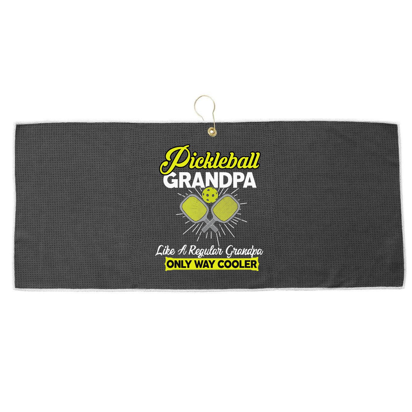 funny Player Pickle Ball Pickleball Grandpa Large Microfiber Waffle Golf Towel