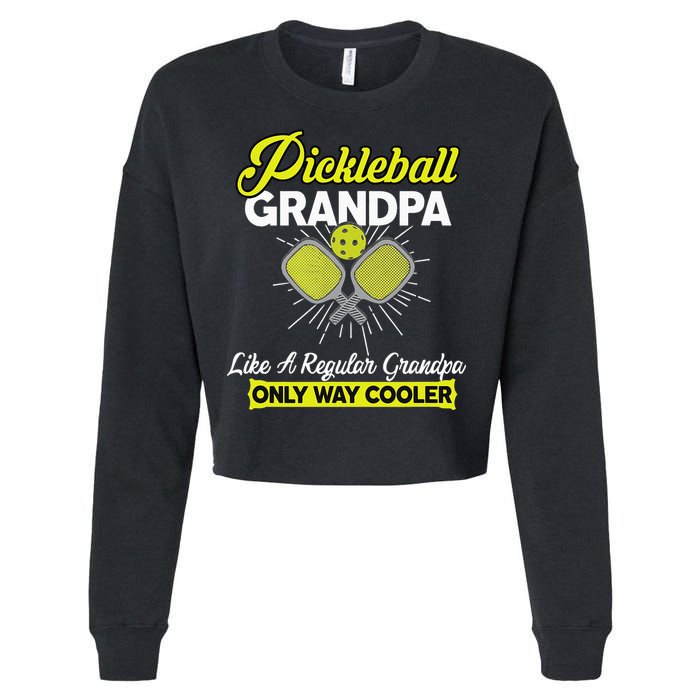funny Player Pickle Ball Pickleball Grandpa Cropped Pullover Crew