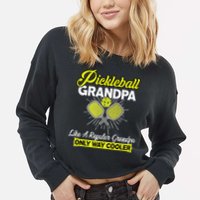funny Player Pickle Ball Pickleball Grandpa Cropped Pullover Crew