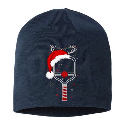 Funny Pickleball Player Christmas Holiday Reindeer Xmas Gift For Xmas Sustainable Beanie