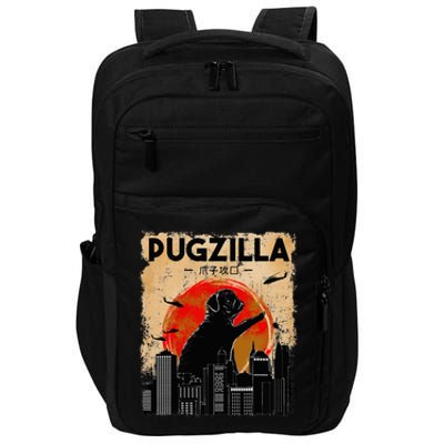 Funny Pug Pugzilla Funny Dog Pug Impact Tech Backpack