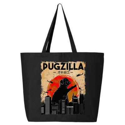 Funny Pug Pugzilla Funny Dog Pug 25L Jumbo Tote