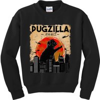 Funny Pug Pugzilla Funny Dog Pug Kids Sweatshirt