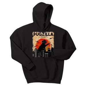 Funny Pug Pugzilla Funny Dog Pug Kids Hoodie