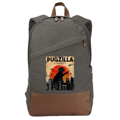 Funny Pug Pugzilla Funny Dog Pug Cotton Canvas Backpack