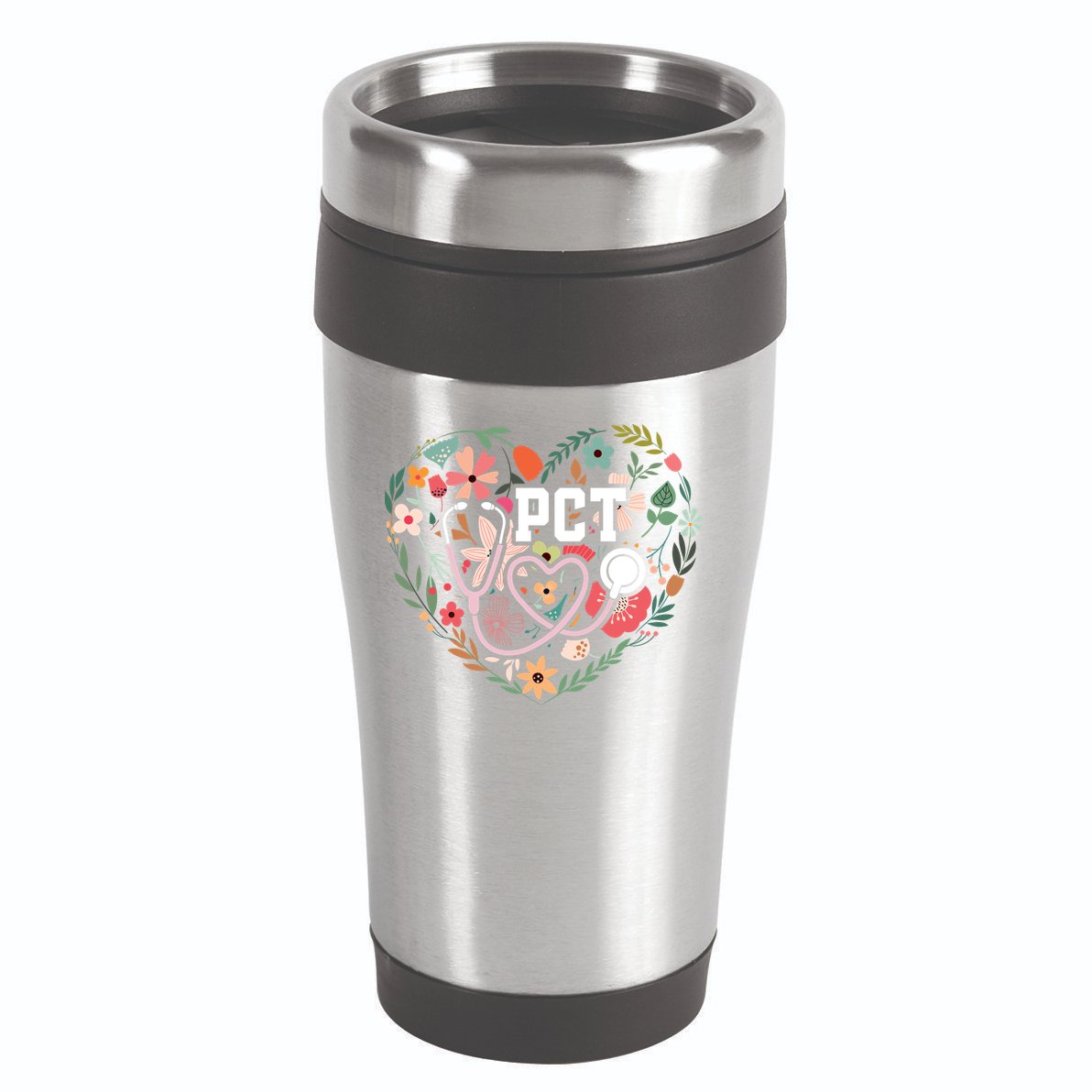Floral Pct Patient Care Technician Healthcare Worker Gift 16oz Travel Tumbler