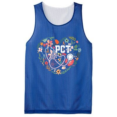 Floral Pct Patient Care Technician Healthcare Worker Gift Mesh Reversible Basketball Jersey Tank