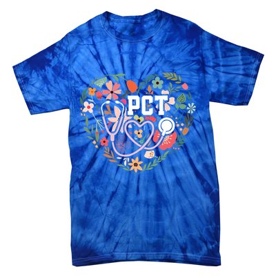 Floral Pct Patient Care Technician Healthcare Worker Gift Tie-Dye T-Shirt