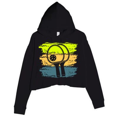 Funny Pickleball Player Paddleball Lover Crop Fleece Hoodie