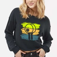 Funny Pickleball Player Paddleball Lover Cropped Pullover Crew