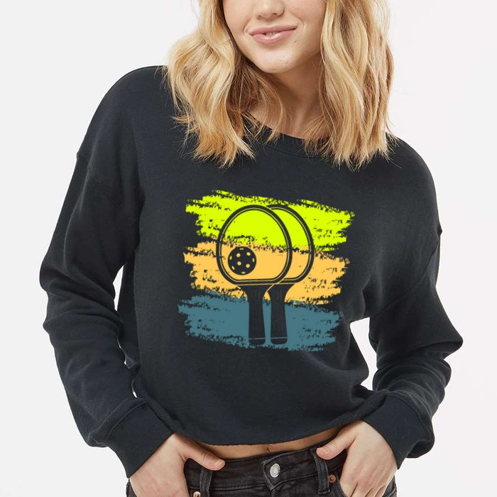 Funny Pickleball Player Paddleball Lover Cropped Pullover Crew