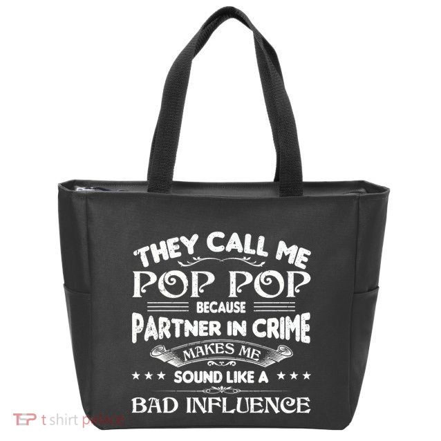 Funny Pop Pop Dad Shirt Valentine Fathers Day Christmas Zip Tote Bag
