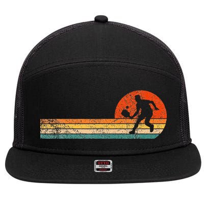 Funny Pickleball Paddle Pickleball Player Dink Retro Vintage 7 Panel Mesh Trucker Snapback Hat