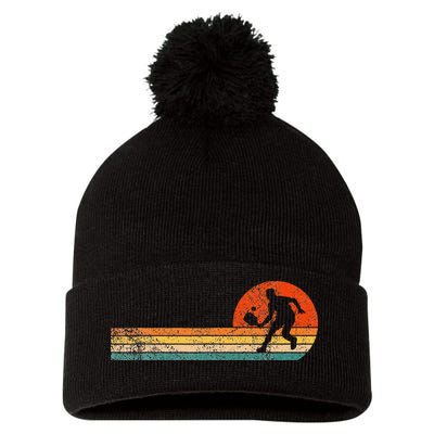 Funny Pickleball Paddle Pickleball Player Dink Retro Vintage Pom Pom 12in Knit Beanie