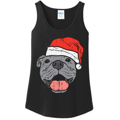 Festive Pitbull Pit Santa Hat Christmas Gift for Dog Lovers Ladies Essential Tank