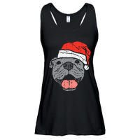 Festive Pitbull Pit Santa Hat Christmas Gift for Dog Lovers Ladies Essential Flowy Tank