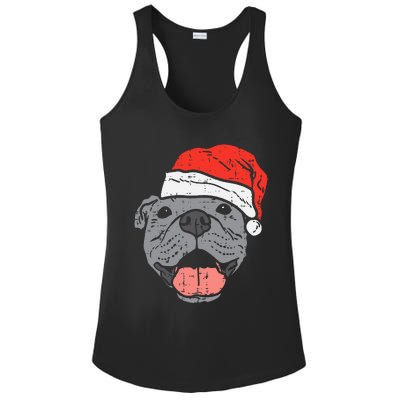 Festive Pitbull Pit Santa Hat Christmas Gift for Dog Lovers Ladies PosiCharge Competitor Racerback Tank