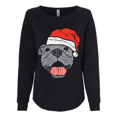 Festive Pitbull Pit Santa Hat Christmas Gift for Dog Lovers Womens California Wash Sweatshirt