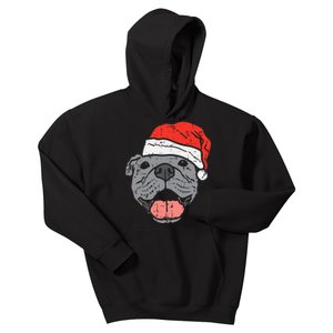 Festive Pitbull Pit Santa Hat Christmas Gift for Dog Lovers Kids Hoodie