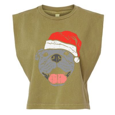 Festive Pitbull Pit Santa Hat Christmas Gift for Dog Lovers Garment-Dyed Women's Muscle Tee