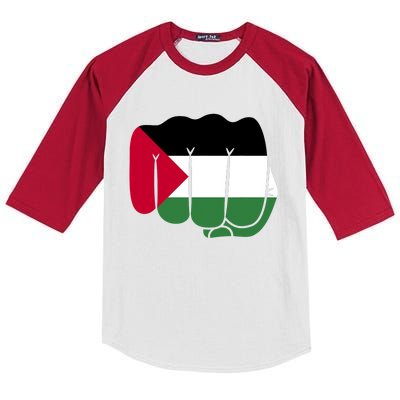 Free Palestine Palestine Flag Support Kids Colorblock Raglan Jersey