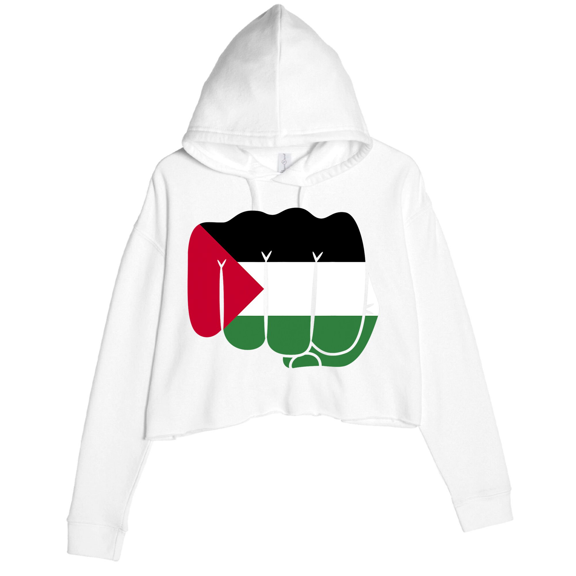 Free Palestine Palestine Flag Support Crop Fleece Hoodie