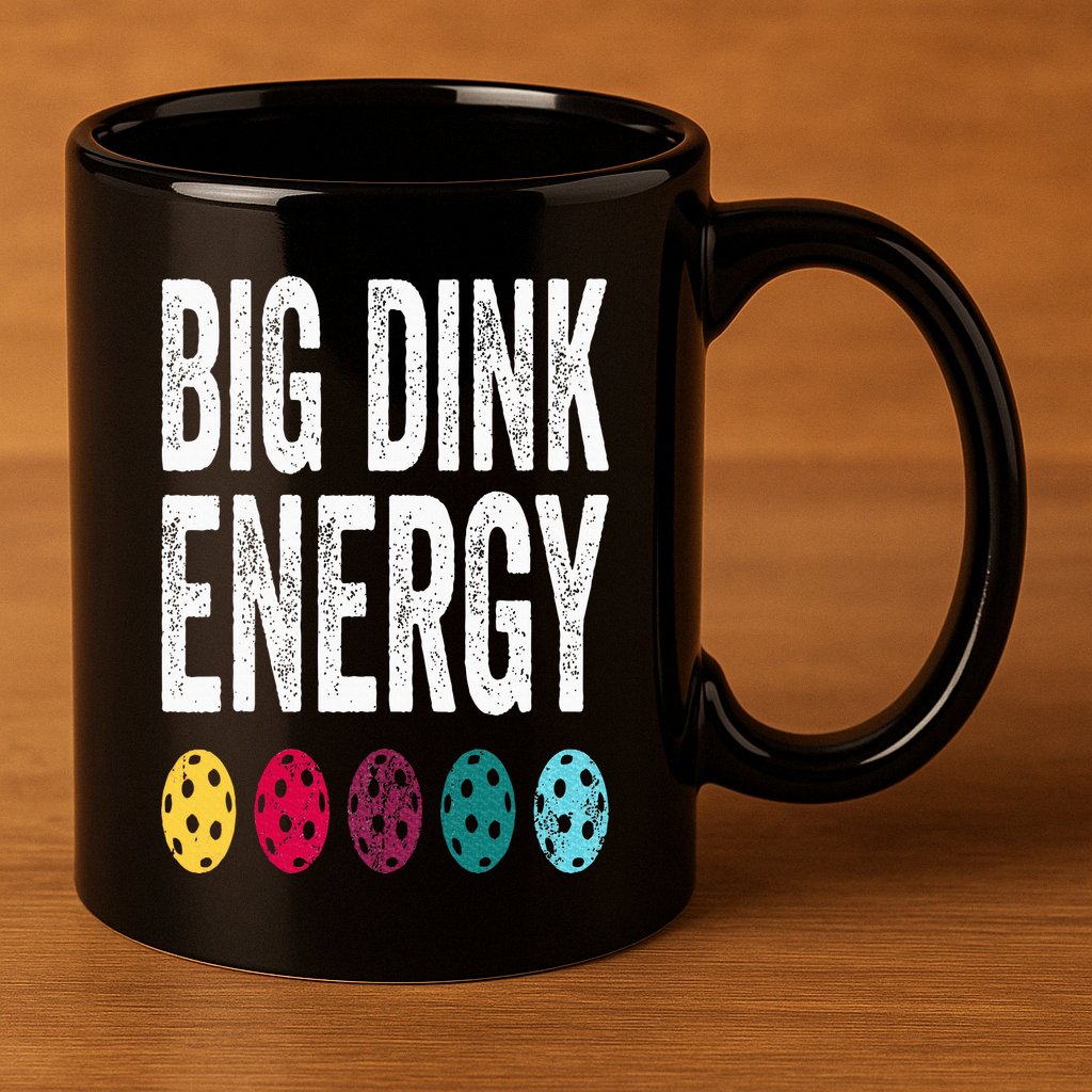 Funny Pickleball Paddle Big Dink Energy Dinking Pickle Ball 11oz C Handle Ceramic Mug