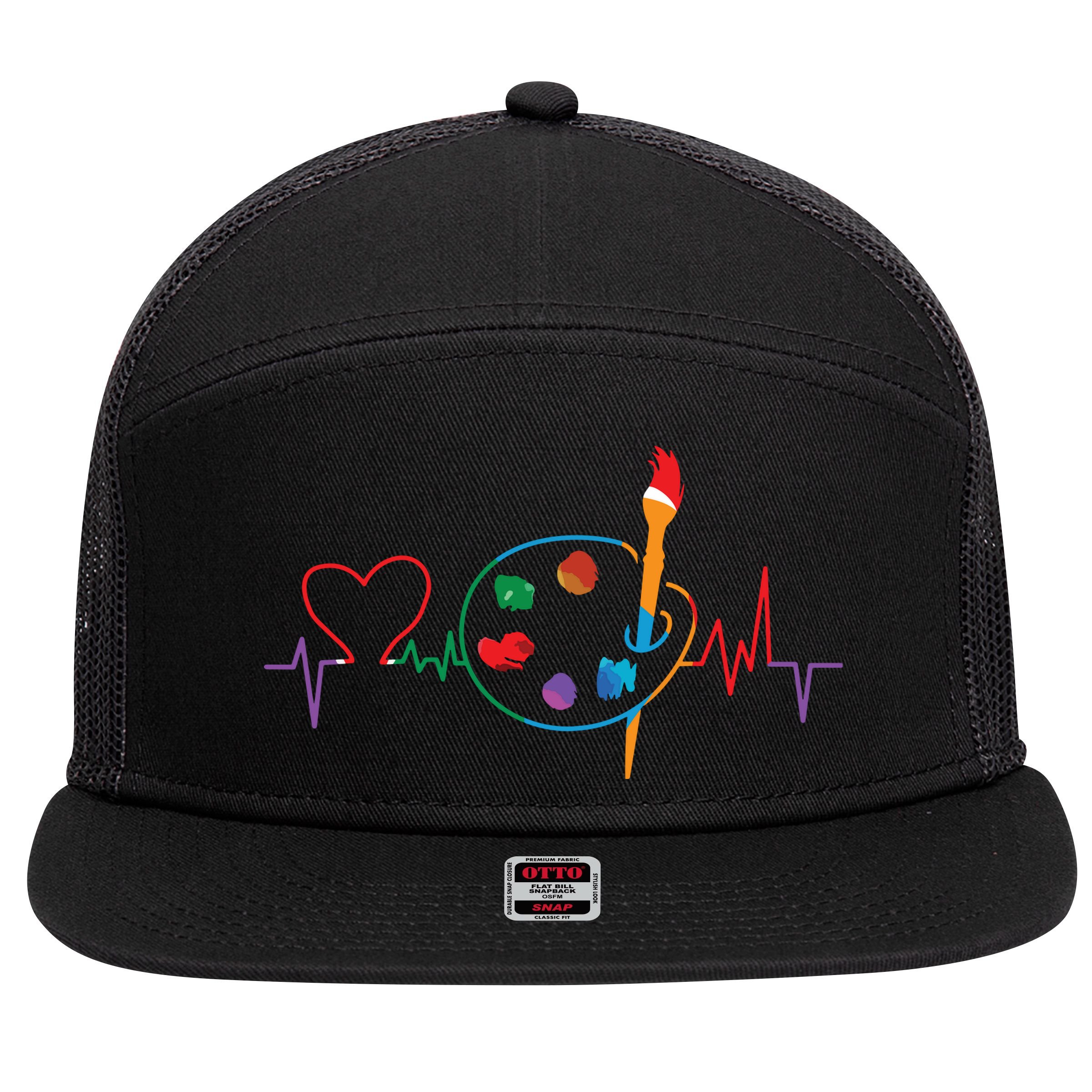 Funny Paint Palette Brush Artist Painter Gift 7 Panel Mesh Trucker Snapback Hat