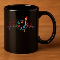 Funny Paint Palette Brush Artist Painter Gift 11oz C Handle Ceramic Mug