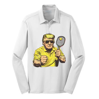 Funny President Pickleball Lovers Political Silk Touch Performance Long Sleeve Polo