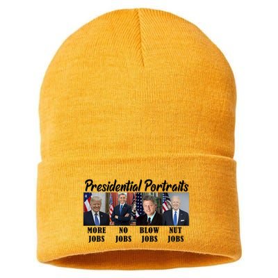 Funny Presidential Portraits Trump More Jobs Biden Nut Jobs Sustainable Knit Beanie