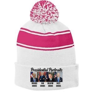 Funny Presidential Portraits Trump More Jobs Biden Nut Jobs Stripe Pom Pom Beanie