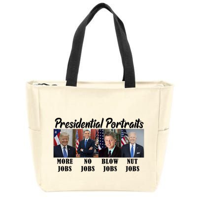 Funny Presidential Portraits Trump More Jobs Biden Nut Jobs Zip Tote Bag