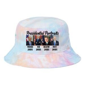 Funny Presidential Portraits Trump More Jobs Biden Nut Jobs Tie Dye Newport Bucket Hat