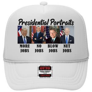 Funny Presidential Portraits Trump More Jobs Biden Nut Jobs High Crown Mesh Back Trucker Hat