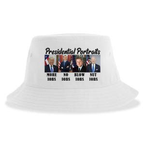 Funny Presidential Portraits Trump More Jobs Biden Nut Jobs Sustainable Bucket Hat