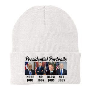 Funny Presidential Portraits Trump More Jobs Biden Nut Jobs Knit Cap Winter Beanie