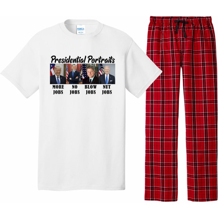 Funny Presidential Portraits Trump More Jobs Biden Nut Jobs Pajama Set