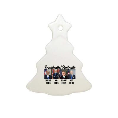 Funny Presidential Portraits Trump More Jobs Biden Nut Jobs Ceramic Tree Ornament