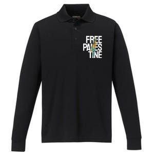 Free Palestine Premium Performance Long Sleeve Polo