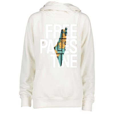 Free Palestine Premium Womens Funnel Neck Pullover Hood