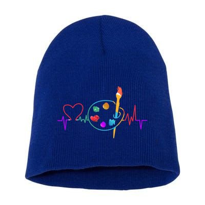 Funny Paint Palette Brush Artist Painter Gift Gift Short Acrylic Beanie
