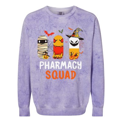 Funny Pills Pharmacy Squad Pharmacist Technician Halloween Colorblast Crewneck Sweatshirt