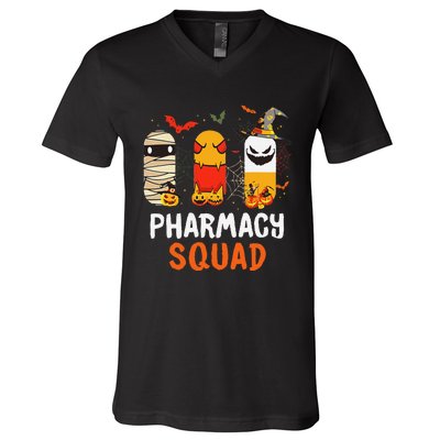 Funny Pills Pharmacy Squad Pharmacist Technician Halloween V-Neck T-Shirt