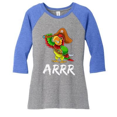 Funny Pirate Parrot With Sabre Halloween Costume Premium Women's Tri-Blend 3/4-Sleeve Raglan Shirt